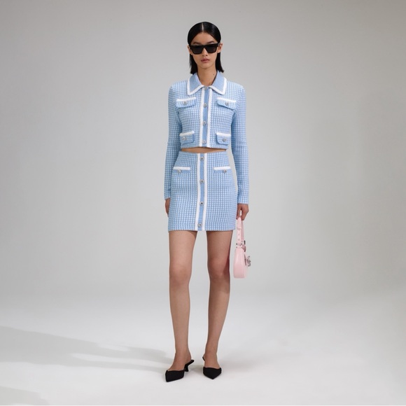 self portrait blue lurex knitted mini dress Mini Dress Lurex Knitted